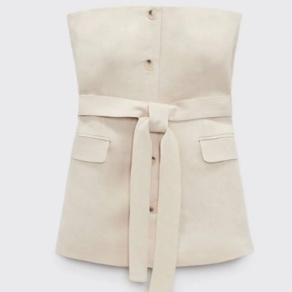 Zara strapless linen blend top size M Bloggers fav - Picture 2 of 5